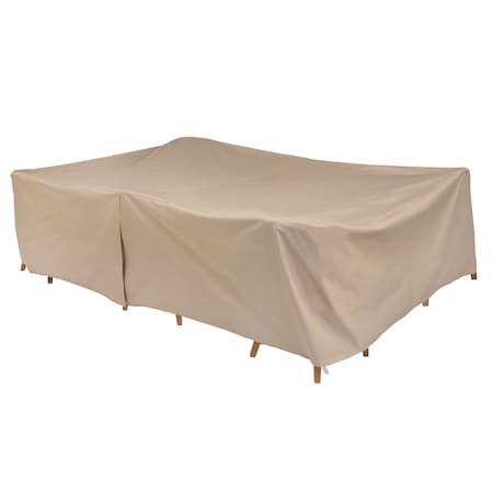 Basics Rect/Oval Patio Table & Chair Set Cover, 115 In. L X 76 In. W X 3 In. H, Khaki